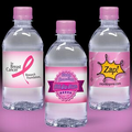 12 oz. Custom Label Spring Water w/Pink Flat Cap - Clear Bottle